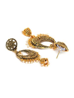 gold metal drop earring - 16585615 - Standard Image - 3