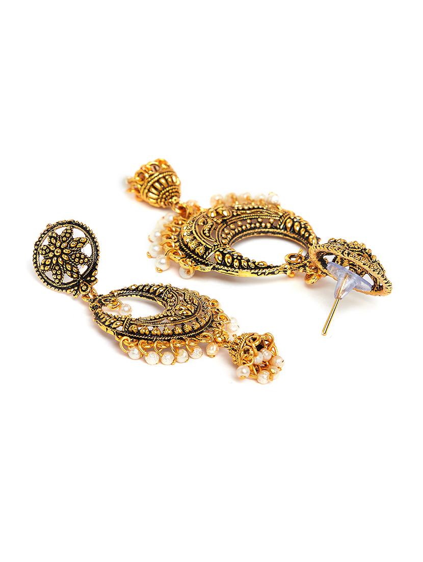 gold metal drop earring - 16585615 - Zoom Image - 3