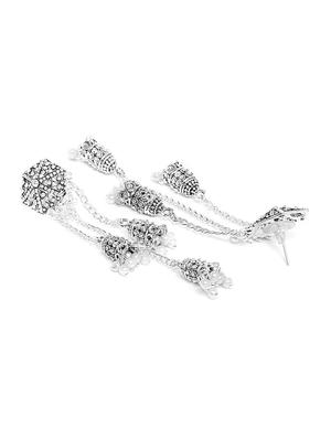 silver metal drop earring - 16585617 - Standard Image - 3