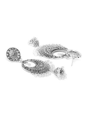 silver metal drop earring - 16585619 - Standard Image - 3