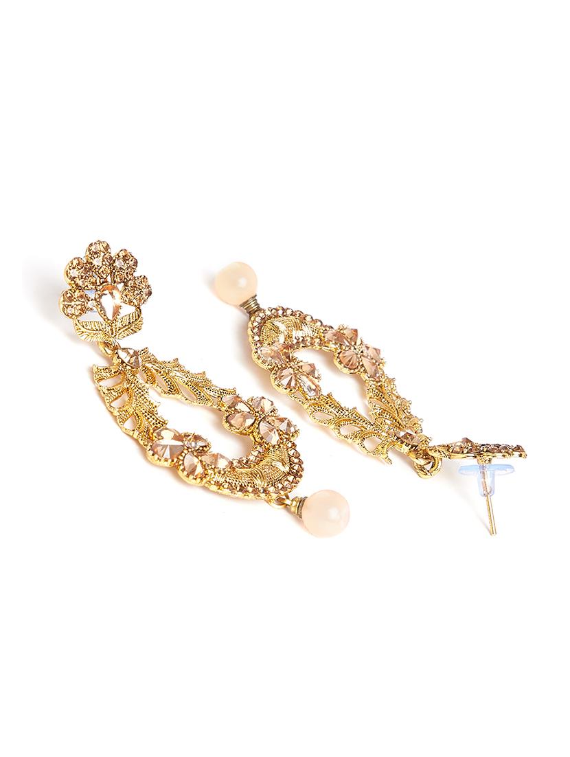 gold metal drop earring - 16585665 - Zoom Image - 3
