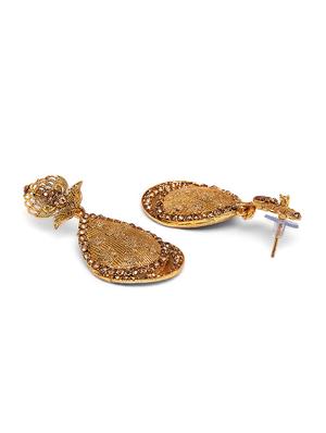 gold metal drop earring - 16585669 - Standard Image - 3