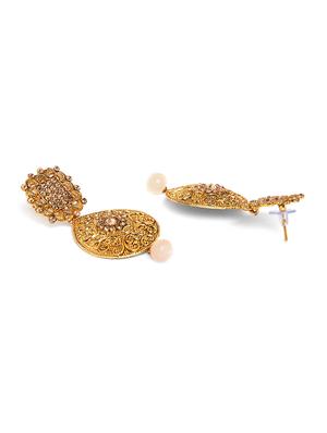 gold metal drop earring - 16585671 - Standard Image - 3
