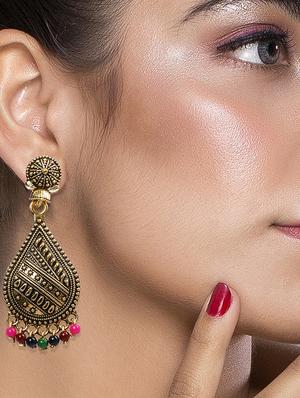 multi colored metal drop earring - 16585762 - Standard Image - 3