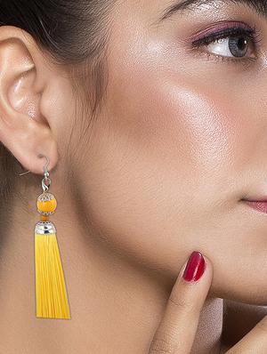 yellow metal drop earring - 16585764 - Standard Image - 3