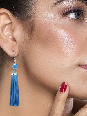 blue metal drop earring - 16585765 - Standard Image - 3