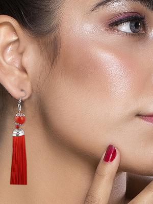red metal drop earring - 16585766 - Standard Image - 3
