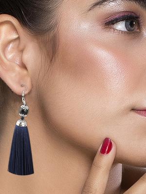 blue metal drop earring - 16585770 - Standard Image - 3