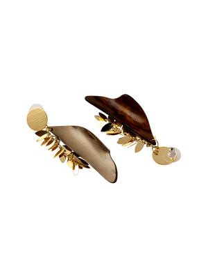 brown metal drop earring - 16585834 - Standard Image - 3