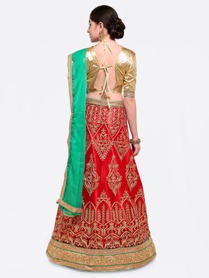 embroidered contrast lehenga - 16585933 - Standard Image - 3