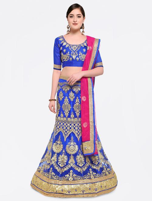 embroidered contrast lehenga - 16585945 - Standard Image - 1