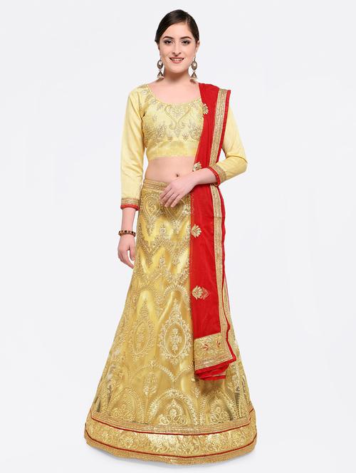 embroidered contrast lehenga - 16585946 - Standard Image - 1