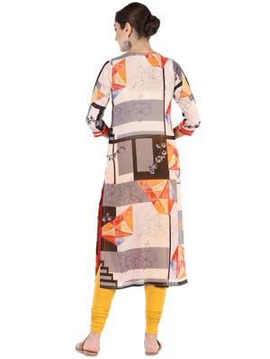 abstract printed straight kurta - 16586336 - Standard Image - 3