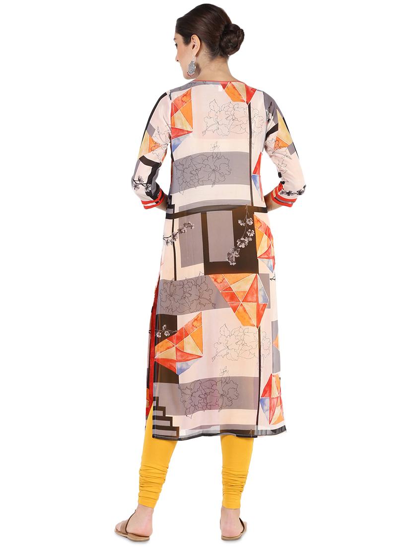 abstract printed straight kurta - 16586336 - Zoom Image - 3