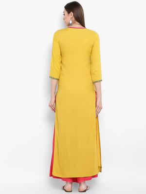 embroidered straight kurta with palazzo set - 16586339 - Standard Image - 3