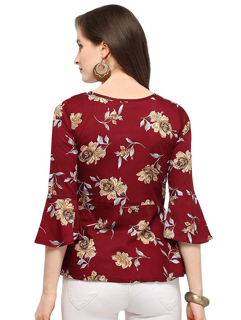 bell sleeved floral top - 16586434 - Zoom Image - 3