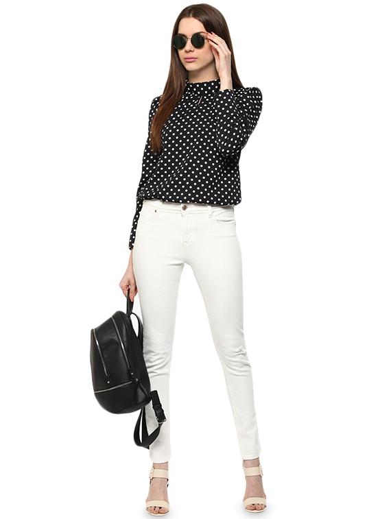 mock neck polka dot top - 16586435 - Zoom Image - 3