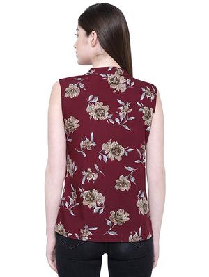 pin tucked key hole neck floral top - 16586849 - Standard Image - 3