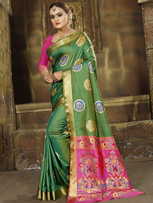 self-design banarasi saree with blouse - 16586976 - Standard Image - 1