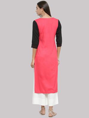 color block straight kurta - 16587077 - Standard Image - 3