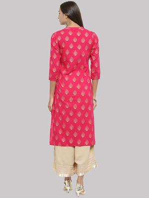block printed straight kurta - 16587078 - Standard Image - 3
