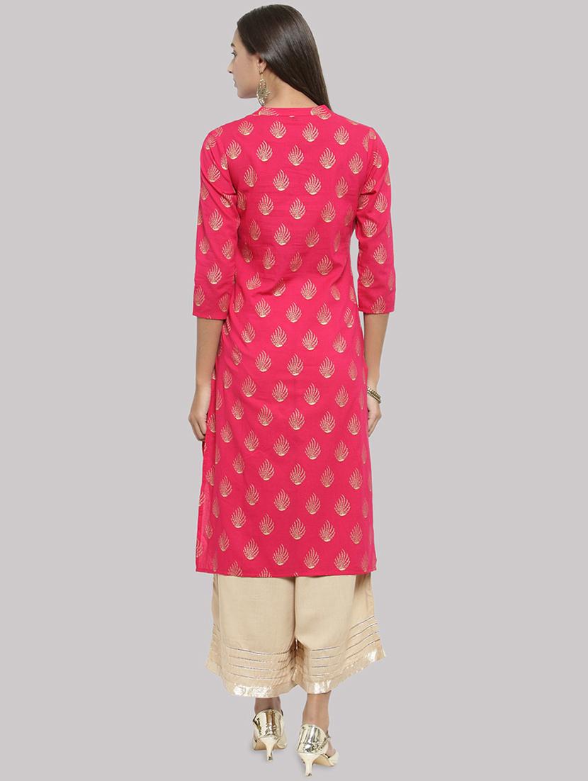 block printed straight kurta - 16587078 - Zoom Image - 3