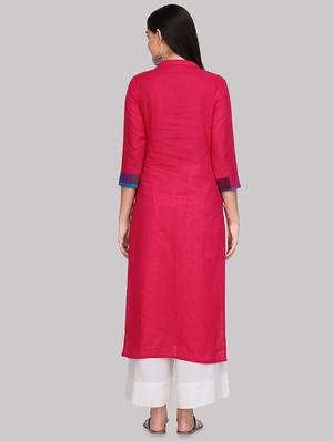 fuchsia straight kurta - 16587119 - Standard Image - 3