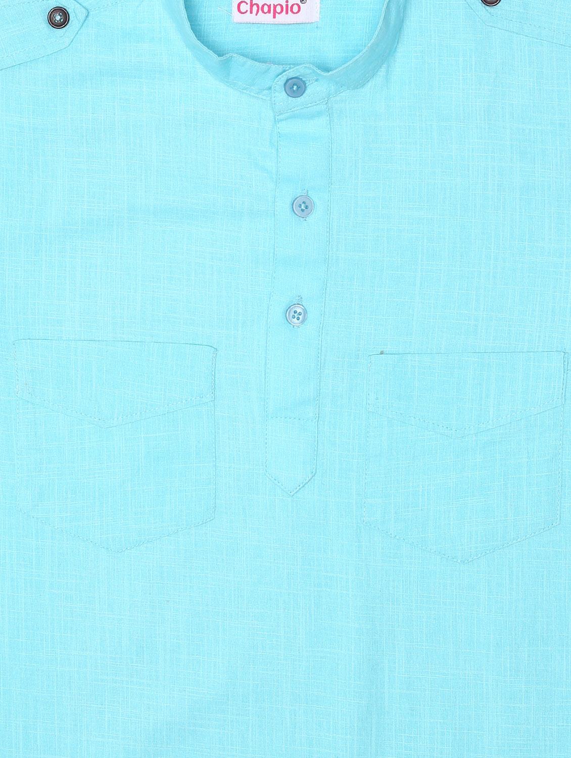 blue cotton kurta - 16587716 - Zoom Image - 3