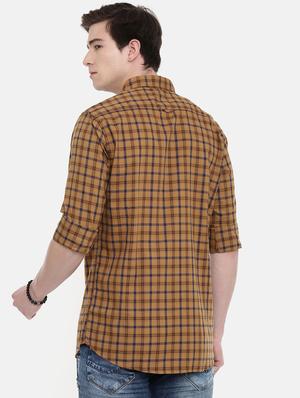 brown checkered casual shirt - 16588702 - Standard Image - 3