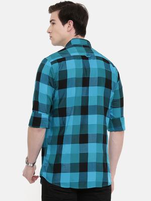 blue checkered casual shirt - 16588992 - Standard Image - 3