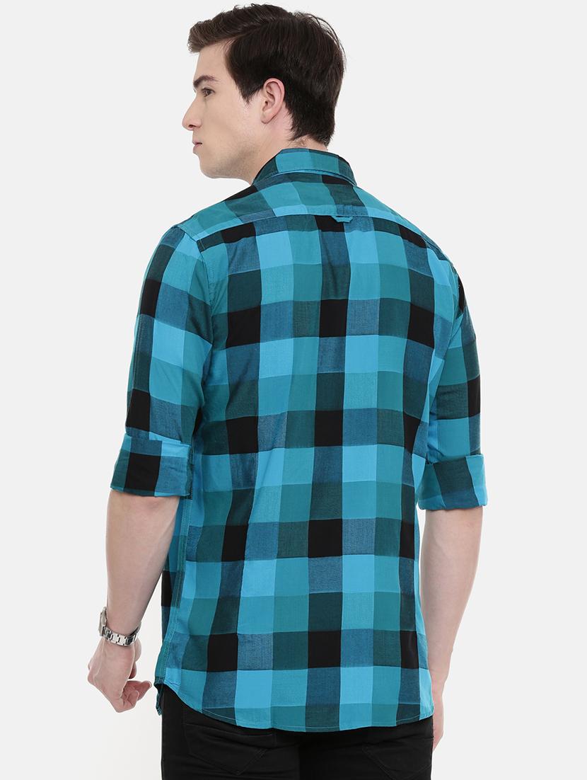blue checkered casual shirt - 16588992 - Zoom Image - 3