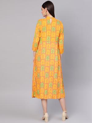 printed a-line ethnic dress - 16589273 - Standard Image - 3