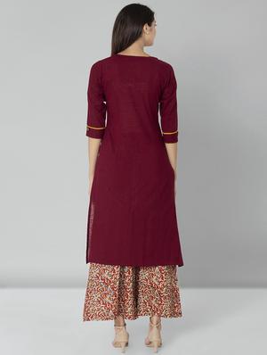solid straight kurta - 16589420 - Standard Image - 3