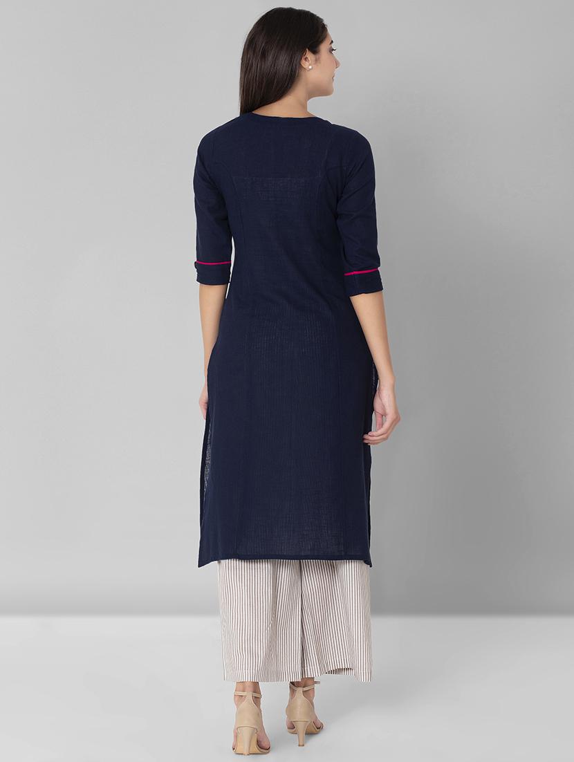 solid straight kurta - 16589422 - Zoom Image - 3