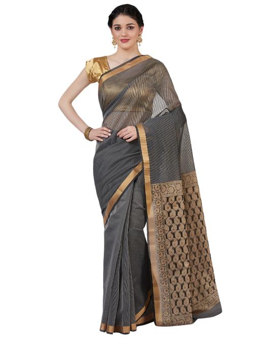 solid borederd banarasi saree with blouse - 16589435 - Standard Image - 1