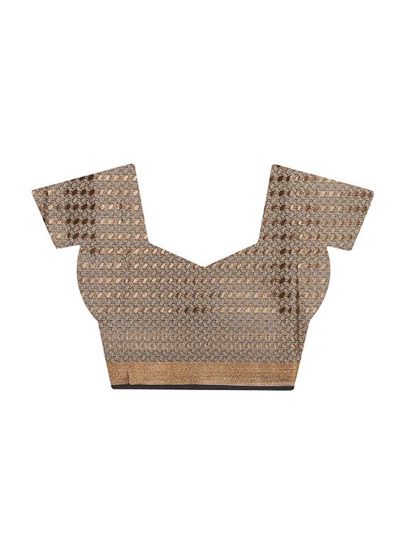 solid borederd banarasi saree with blouse - 16589435 - Zoom Image - 3