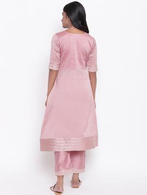 solid chanderi flared kurta - 16589573 - Standard Image - 3