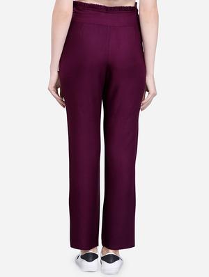 tie up waist solid trouser - 16589602 - Standard Image - 3