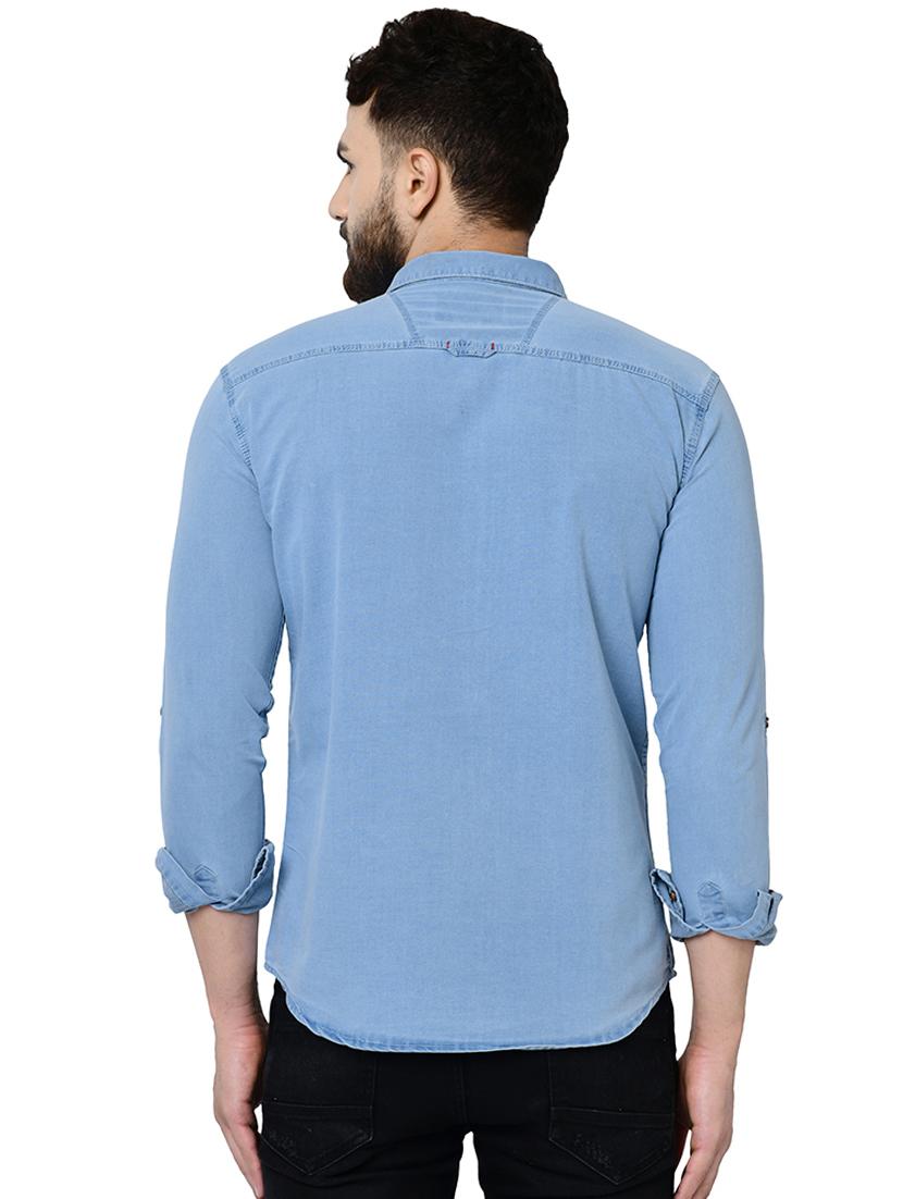 light blue solid casual shirt - 16590951 - Zoom Image - 3