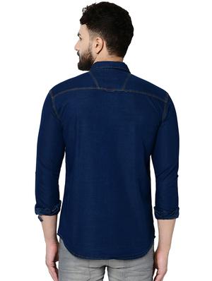 navy blue solid casual shirt - 16590953 - Standard Image - 3