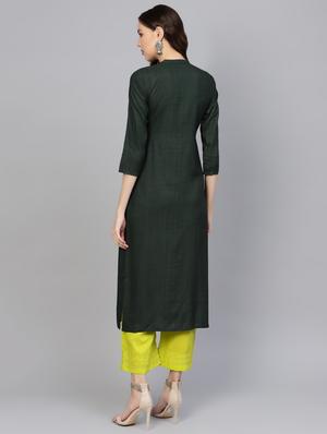 solid straight kurta - 16590988 - Standard Image - 3