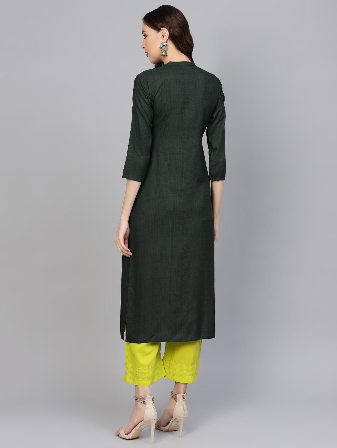solid straight kurta - 16590988 - Zoom Image - 3