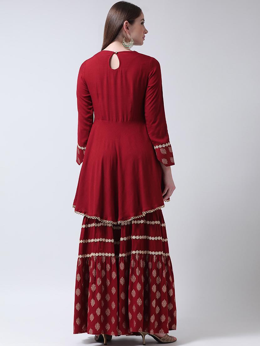 solid kurta printed sharara set - 16591837 - Zoom Image - 3