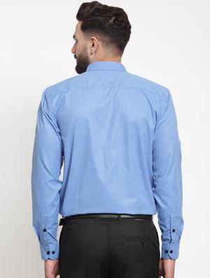 blue solid formal shirt - 16592136 - Standard Image - 3