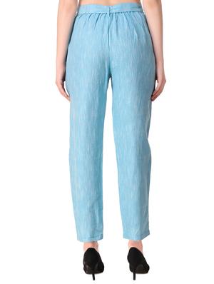 blue cotton flat front trousers - 16592145 - Standard Image - 3