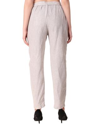 grey cotton flat front trousers - 16592146 - Standard Image - 3