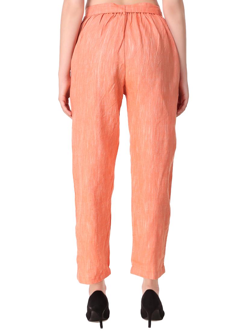 orange cotton flat front trousers - 16592147 - Zoom Image - 3