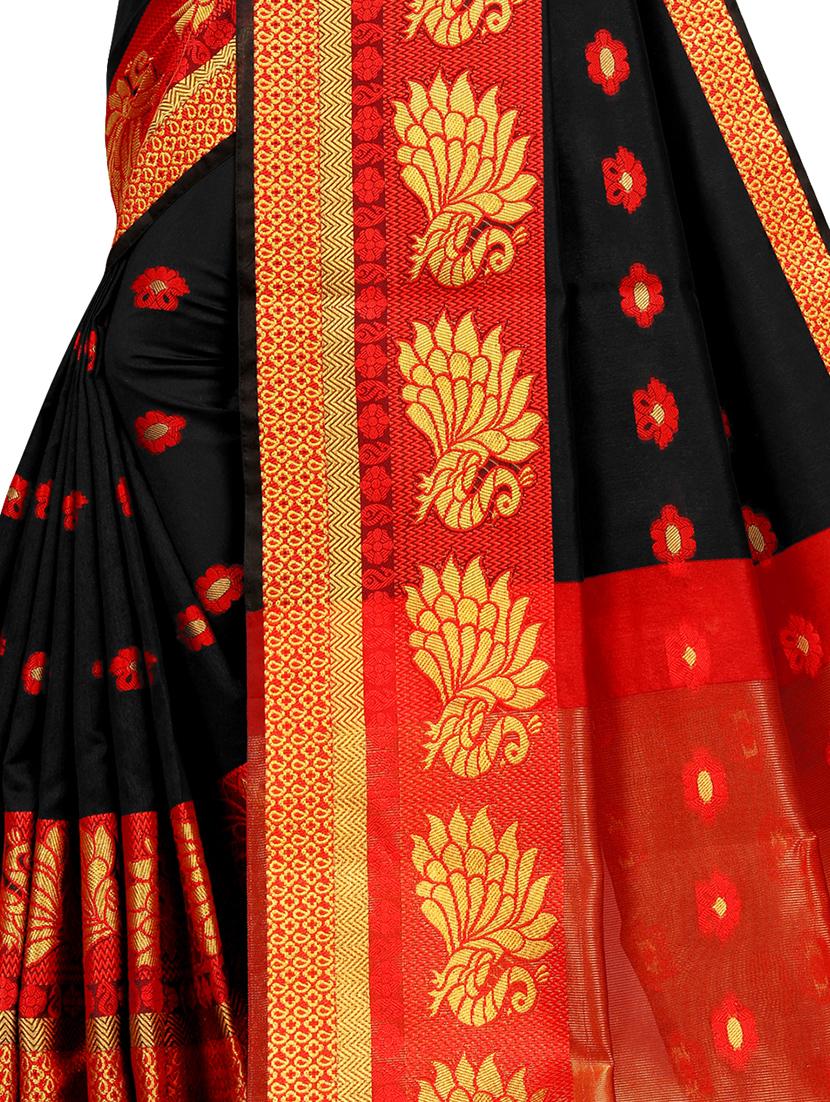 floral kanjivaram saree with blouse - 16592160 - Zoom Image - 3