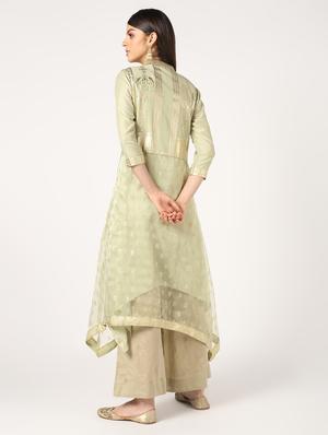 gold print asymmetric kurta - 16592260 - Standard Image - 3
