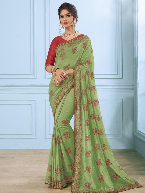 floral woven saree with blouse - 16592696 - Standard Image - 1